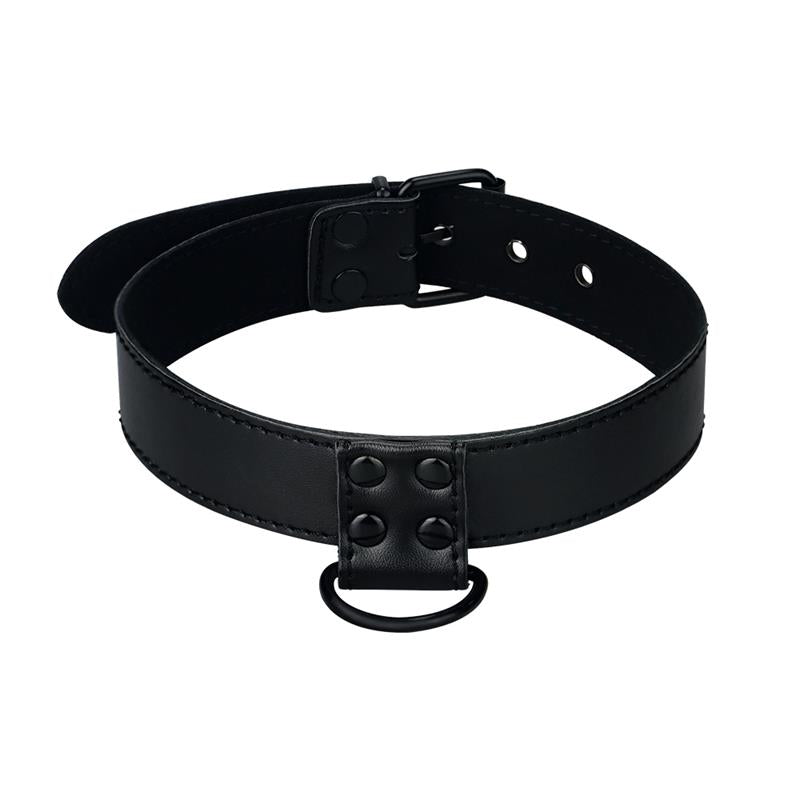 Collar Con Correa Negro Mate