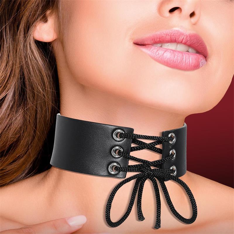 Collar Con Lazo Cuero Vegano Talla Única