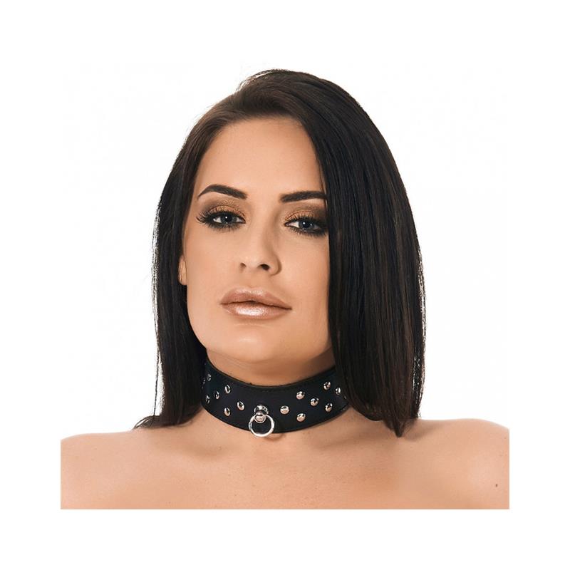 Collar Cuero Con Anilla Y Tachuelas Talla (Interno):S/M