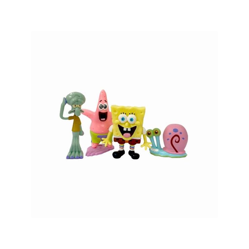 Comansi Set Familia Bob Esponja 4 Figuras Coleccionable  - Bob Esponja, Calamardo, Patricio Y Don Cangrejo