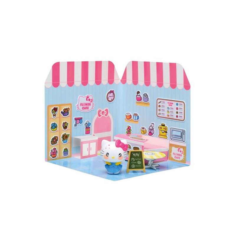 Comansi Sticker House Hello Kitty Flower Cafeâ - Incluye Figura - Stickers Lavables - Escenario Adorable - Juego