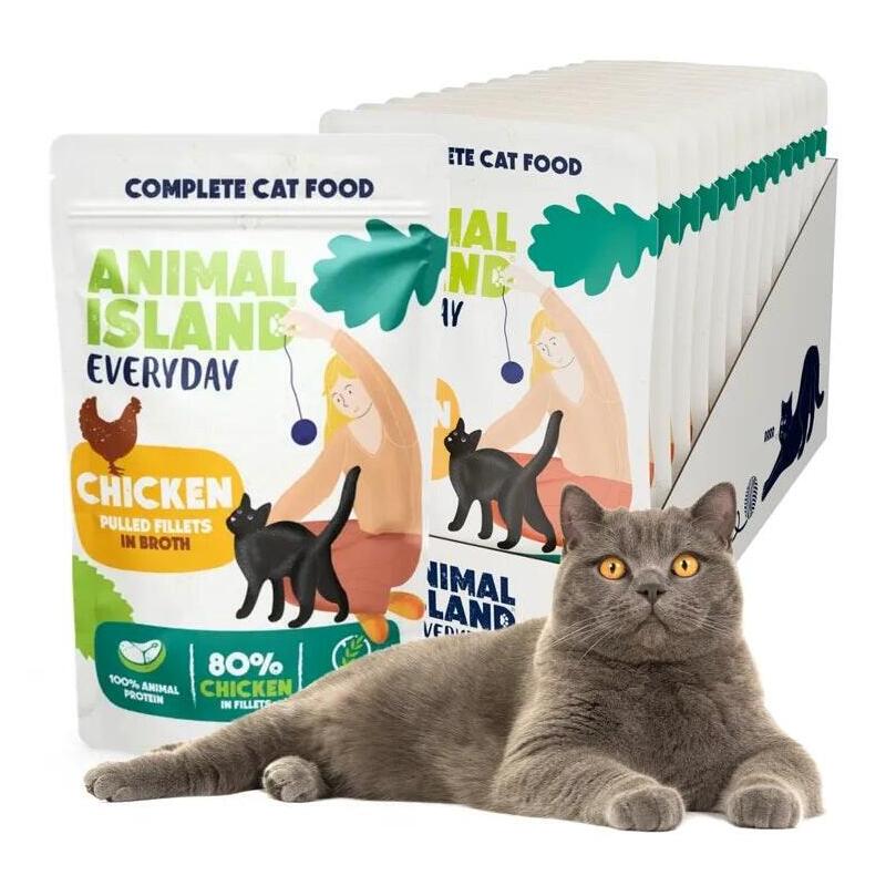 Comida Húmeda Para Gatos Animal Island Everyday Chicken Fillets In Broth 12 X 85g