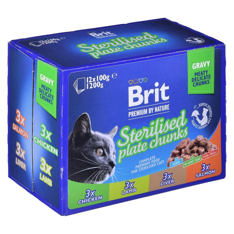 Comida Húmeda Para Gatos Brit Premium Cat Sterilised Plate 12x100g