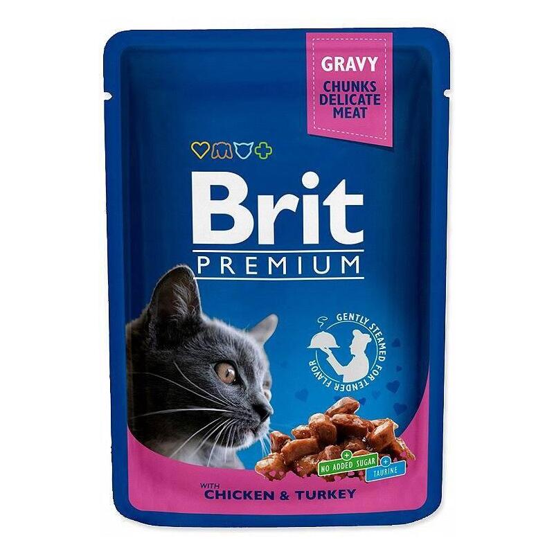 Comida Húmeda Para Gatos Brit Premium Pollo Y Pavo 100 G