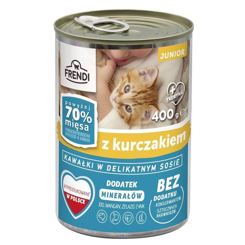 Comida Húmeda Para Gatos Frendi Junior Con Trozos De Pollo En Salsa Delicada 400g