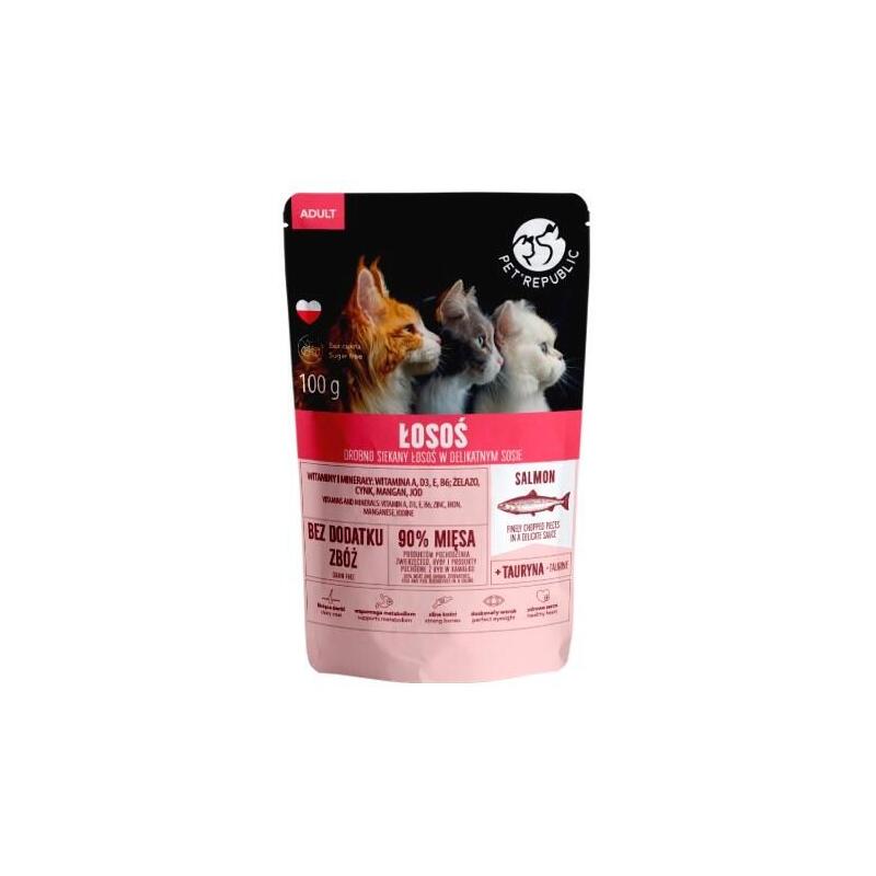 Comida Húmeda Para Gatos Pet Republic Adult Salmón Finamente Picado 100 G
