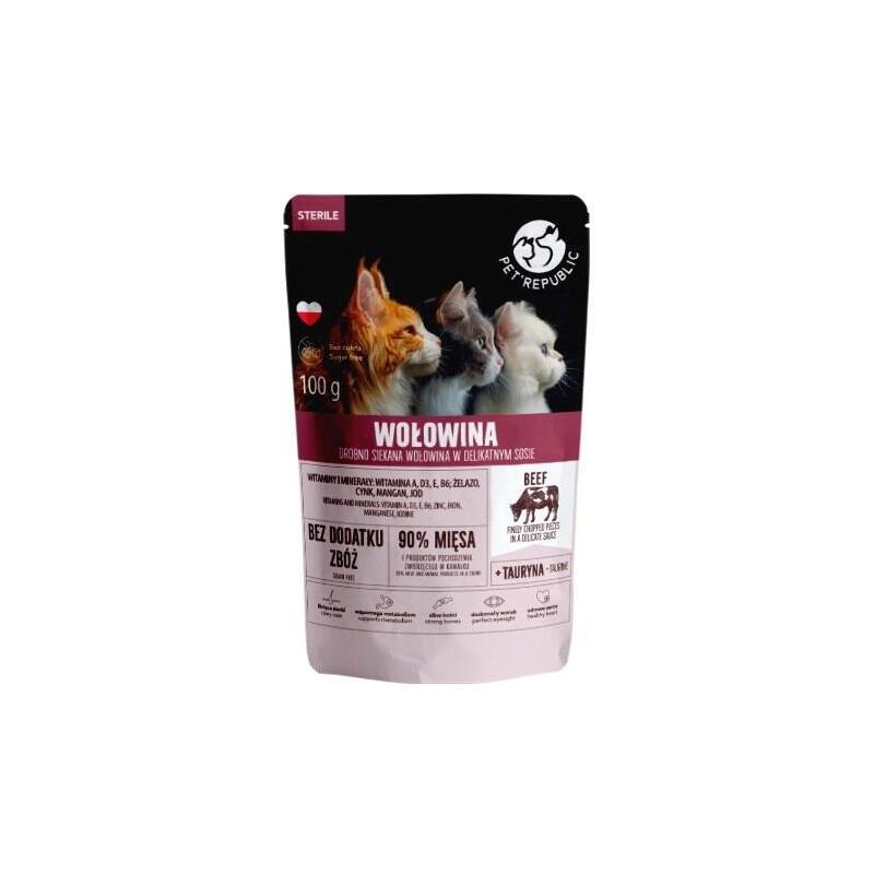 Comida Húmeda Para Gatos Pet Republic Sterile Carne De Res Finamente Picada 100 G