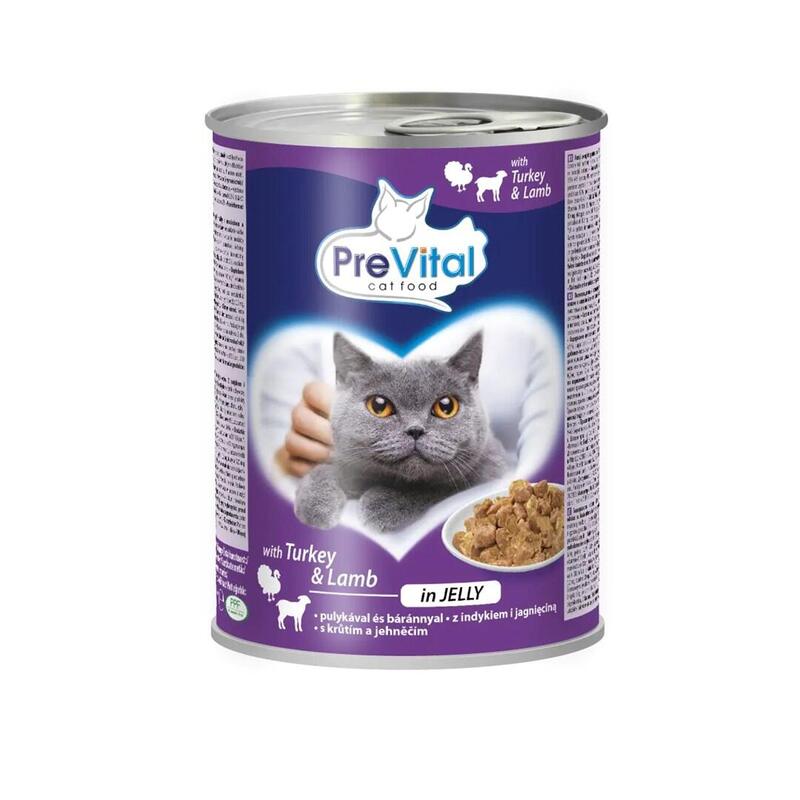 Comida Húmeda Para Gatos Prevital Comida Para Gatos Con Cordero Y Pavo En Gelatina  415g