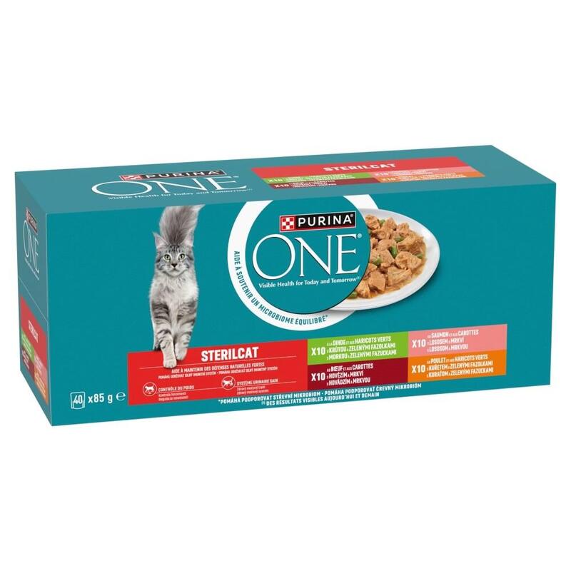 Comida Húmeda Para Gatos Purina One Sterilcat Beef, Salmon, Chicken, Turkey 40x85g