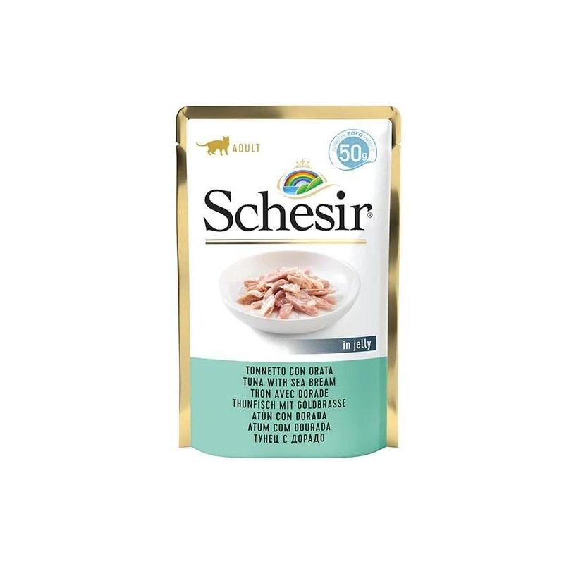 Comida Húmeda Para Gatos Schesir In Jelly Tuna With Sea Bream 50 G