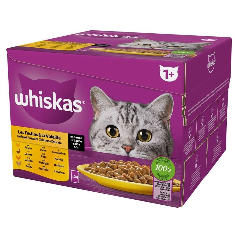 Comida Húmeda Para Gatos Whiskas Poultry Feast 24x85 G