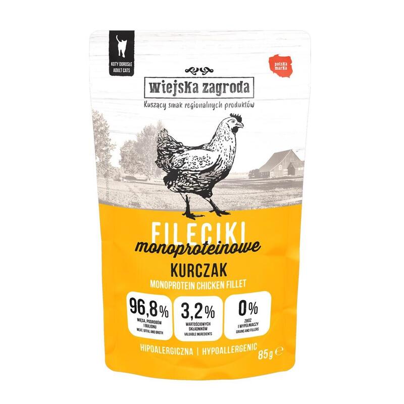 Comida Húmeda Para Gatos Wiejska Zagroda Filetes Monoproteicos De Pollo 85g