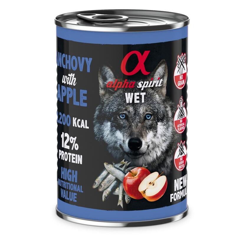 Comida Húmeda Para Perros Alpha Spirit Wet Anchoas Con Manzana 400g