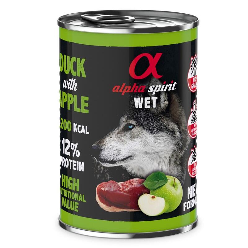 Comida Húmeda Para Perros Alpha Spirit Wet Pato Con Manzana 400g
