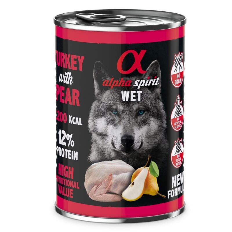 Comida Húmeda Para Perros Alpha Spirit Wet Pavo Con Pera 400g
