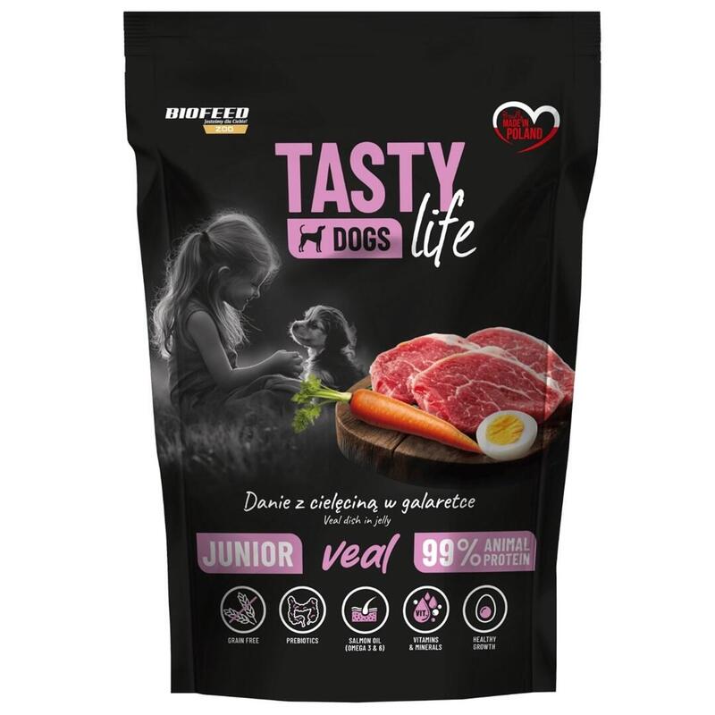 Biofeed Tasty Dogs Life Junior Veal - Comida Húmeda Para Perros - 150g