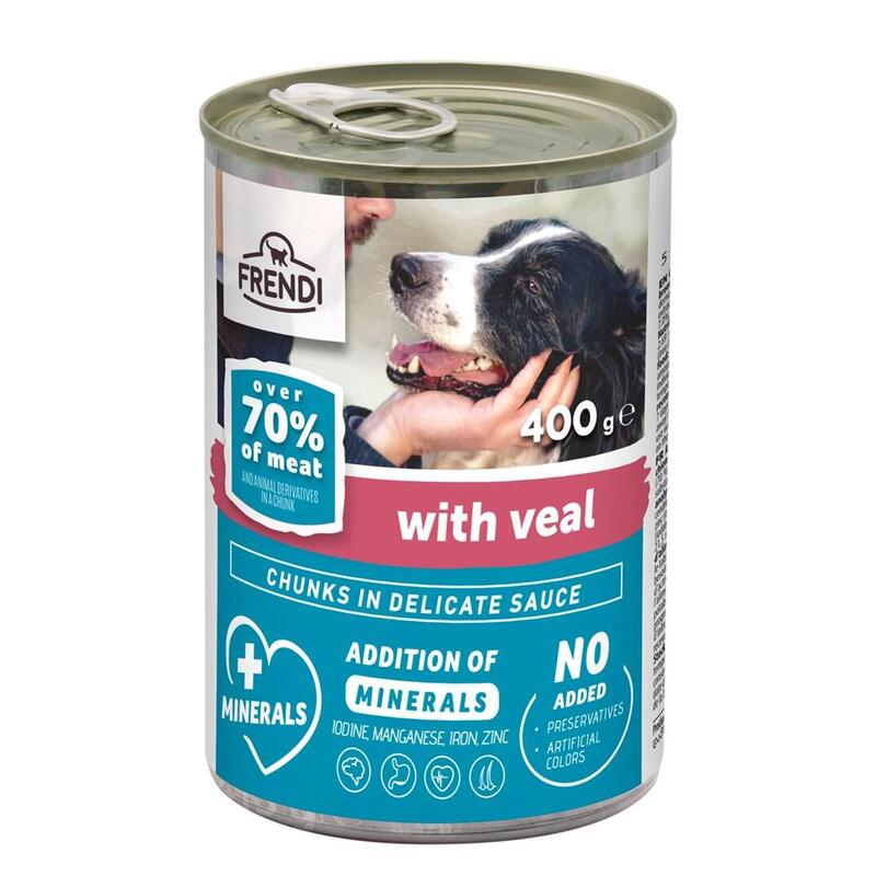 Comida Húmeda Para Perros Frendi Con Trozos De Ternera En Salsa Delicada 400g