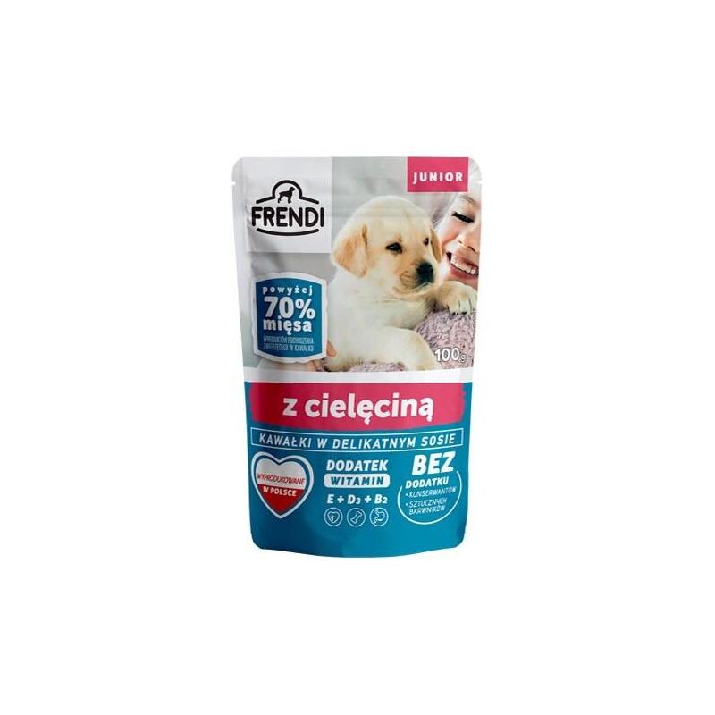Comida Húmeda Para Perros Frendi Junior Trozos En Una Delicada Salsa Con Ternera 100 G