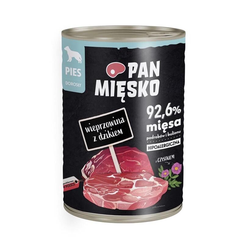 Comida Húmeda Para Perros Pan Miesko Cerdo Con Jabalí 400g