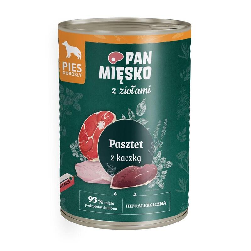 Comida Húmeda Para Perros Pan Miesko Con Hierbas Paté De Pato 400 G
