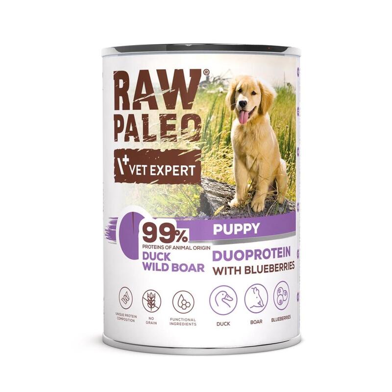 Comida Húmeda Para Perros Raw Paleo Duoprotein Duck & Boar Puppy 400g
