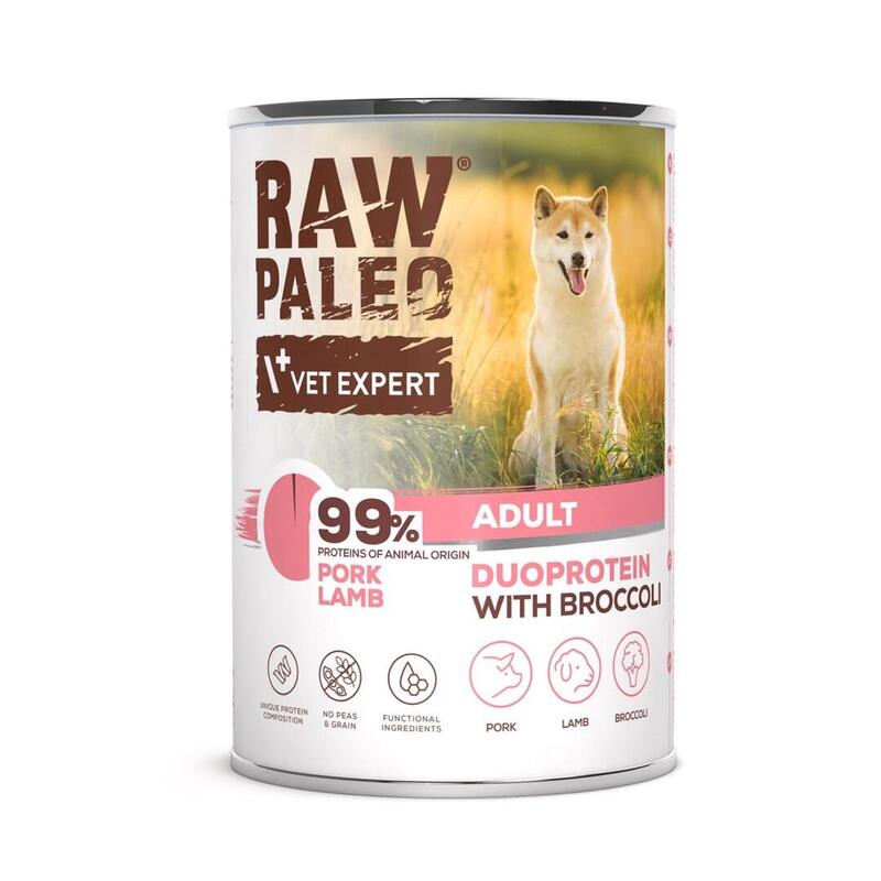 Comida Húmeda Para Perros Raw Paleo Duoprotein Pork & Lamb Adult 400g