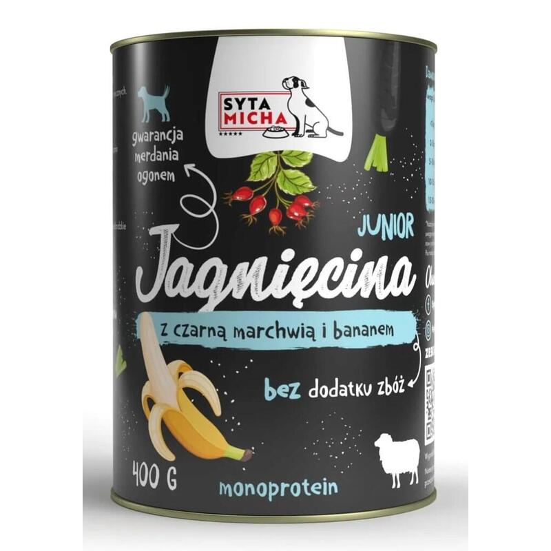 Comida Húmeda Para Perros Syta Micha Junior Lamb With Black Carrot And Banana 400g