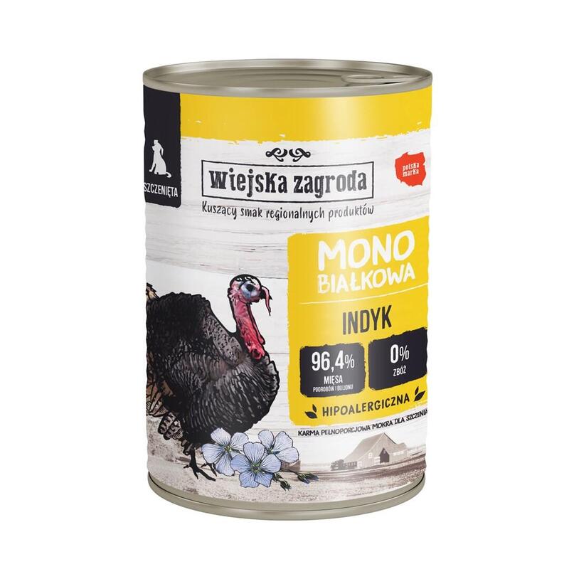 Comida Húmeda Para Perros Wiejska Zagroda Cachorros Monoprotein Pavo 400g