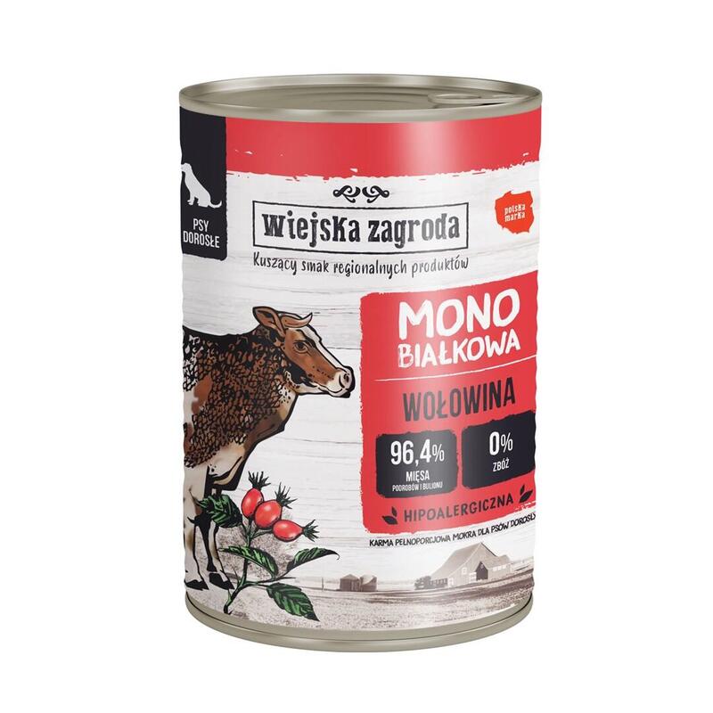 Comida Húmeda Para Perros Wiejska Zagroda Monoprotein Beef 400g