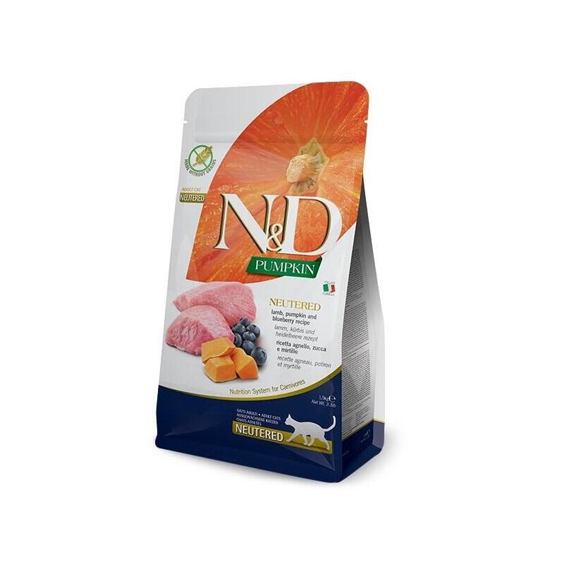 Comida Seca Para Gatos Farmina N&D Pumpkin Cat Lamb And Blueberry Neutered Adult 1.5 Kg