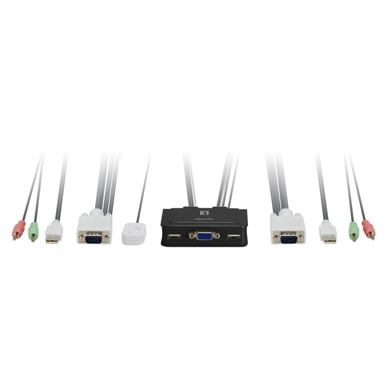 Conmutador Automatico Level One V/T/M 1a2 Cpus Usb Con Audio Cables Incluidos