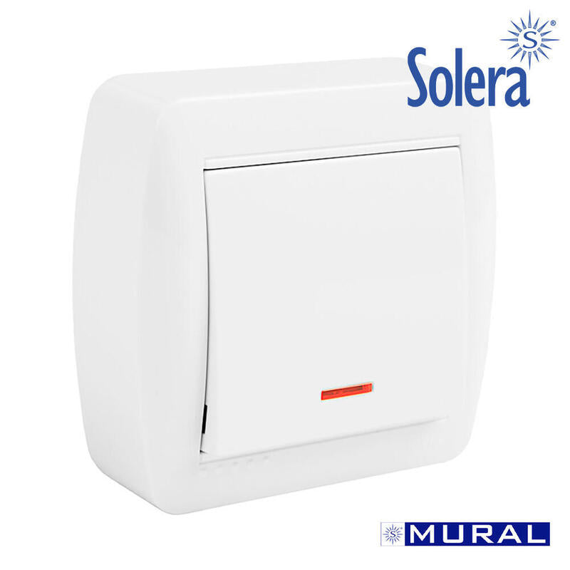 Conmutador Unipolar Con Indicador Luminoso 74x72x78mm Solera Mur02ilu