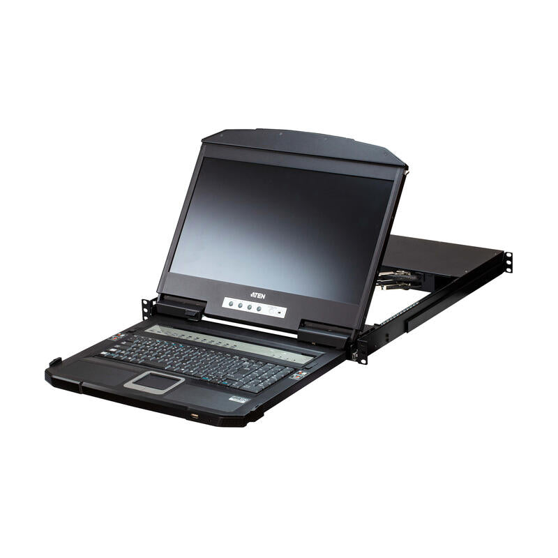 Consola Lcd Panorámica Multiview Dual Rail Con Switch Kvm Integrado Hdmi Usb De 4 Puertos