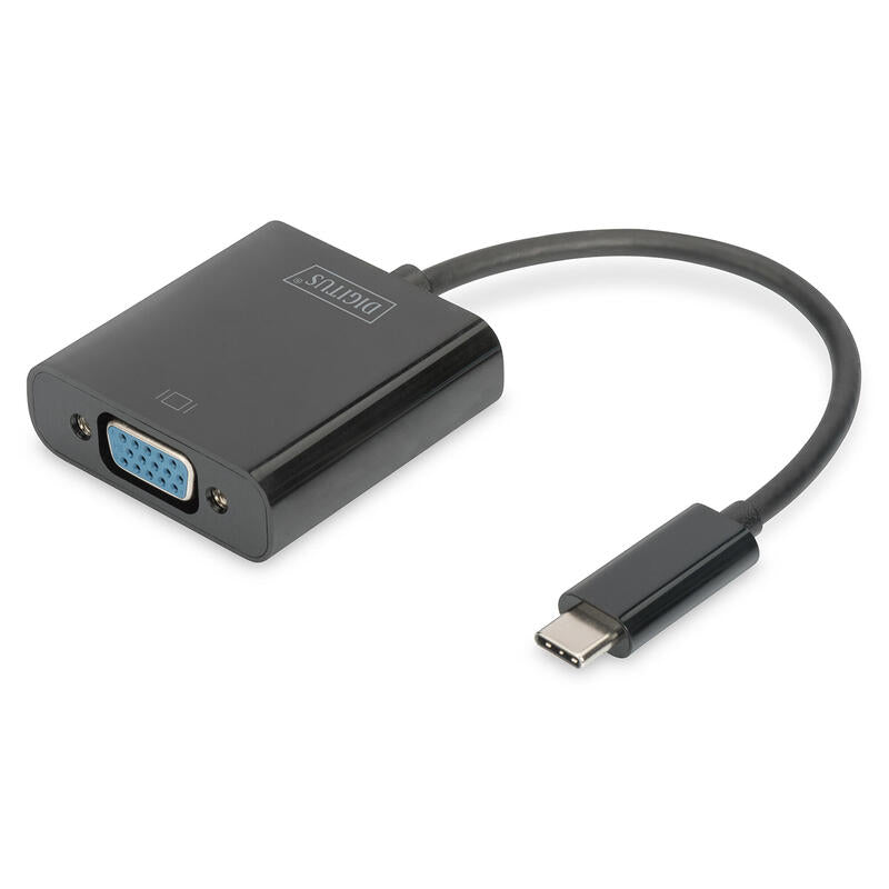 Conversor Hub Digitus Video Usb Tipo C A Vga Full Hd 1080p 19,5 Cm Negro