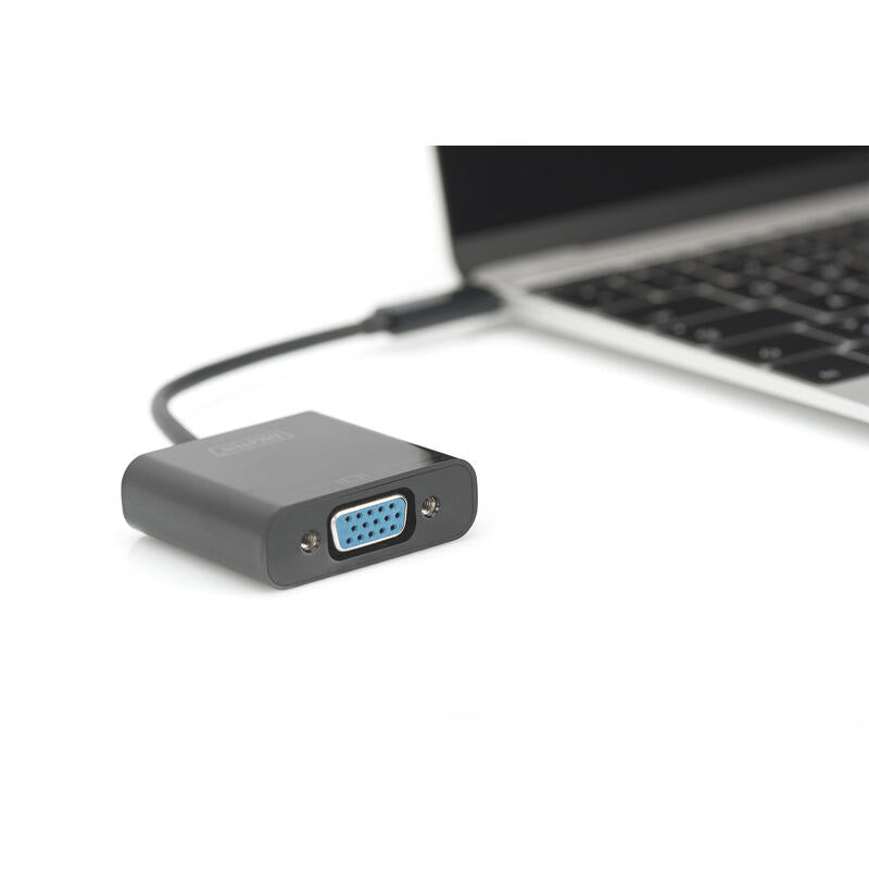 Conversor Hub Digitus Video Usb Tipo C A Vga Full Hd 1080p 19,5 Cm Negro