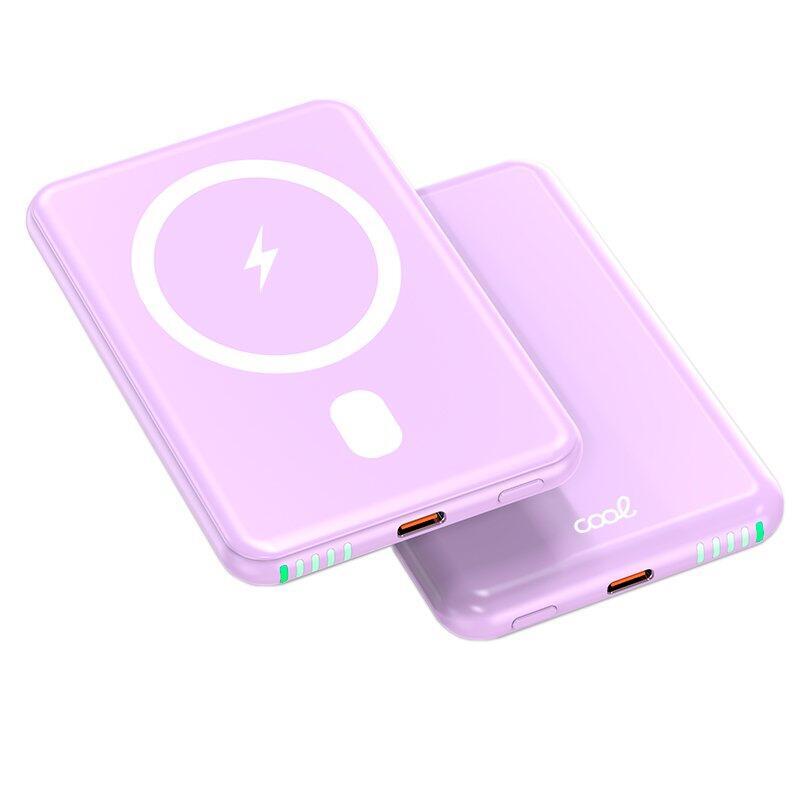 Cool Bateria Externa Universal Magnetica Power Bank Qi 5000 Mah Violeta