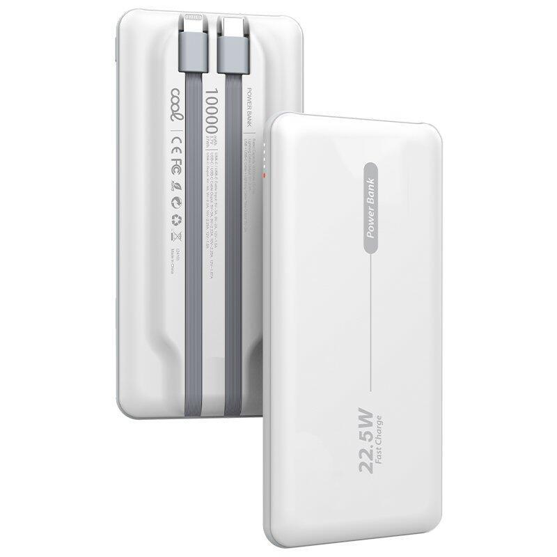Cool Bateria Externa Universal Power Bank 10.000 Mah Pd 22.5w (2 Cables) Blanco