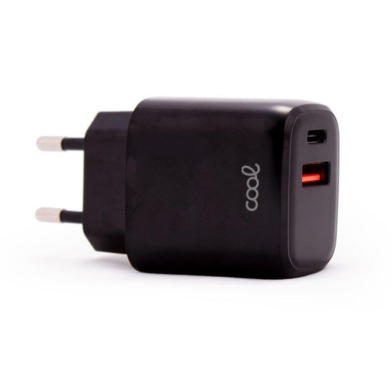 Cool Cargador Red Fast Charger (Pd) Dual Tipo-C / Usb (20w) Negro