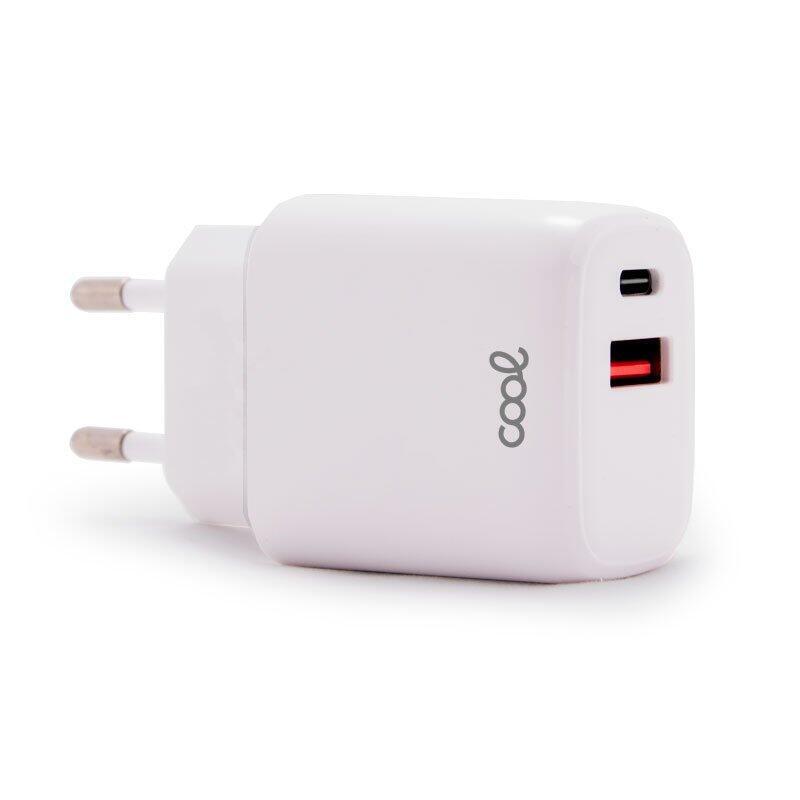 Cool Cargador Red Universal Fast Charger (Pd) Dual Tipo-C / Usb (20w) Blanco