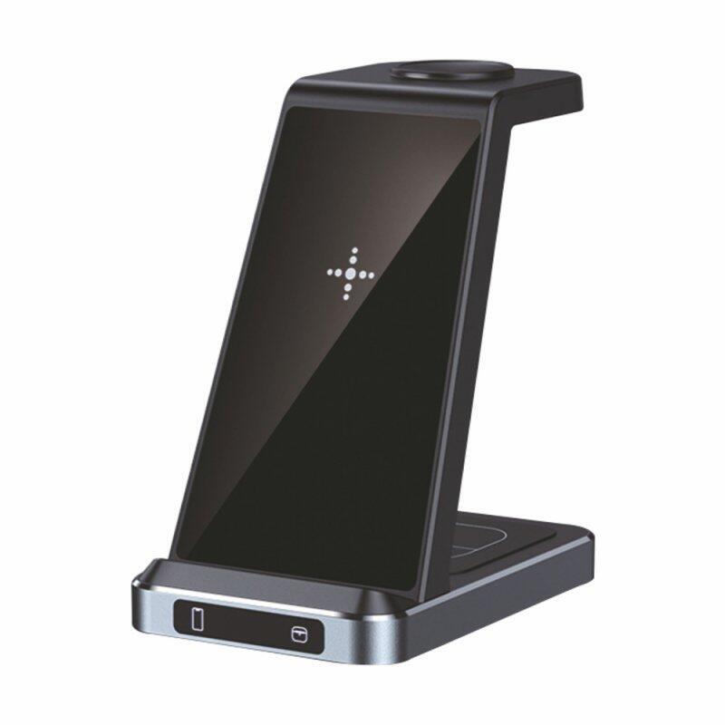 Cool Dock Base Qi Cargador Inalambrico 3 En 1 Negro