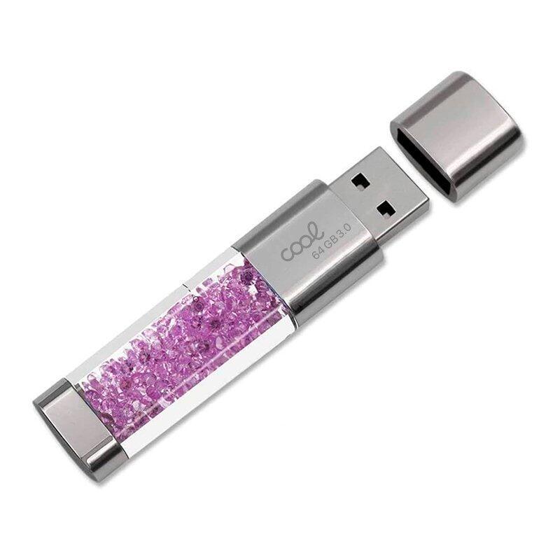 Cool Pen Drive Usb X64 Gb 3.0 Crystal Rosa