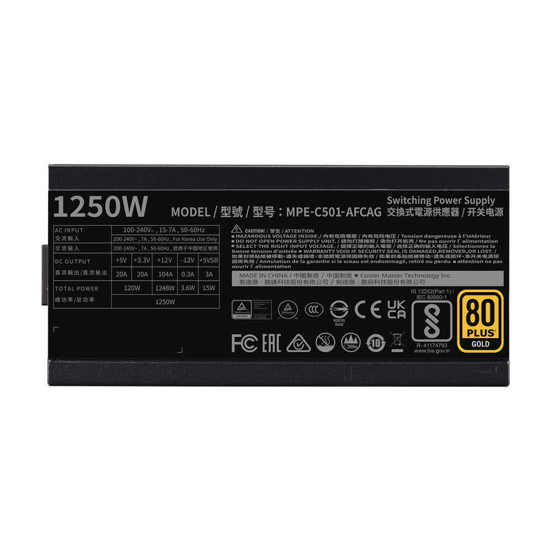 Cooler Master Mwe Gold 1250w, Fuente De Alimentación Mpe-C501-Afcag-3eu