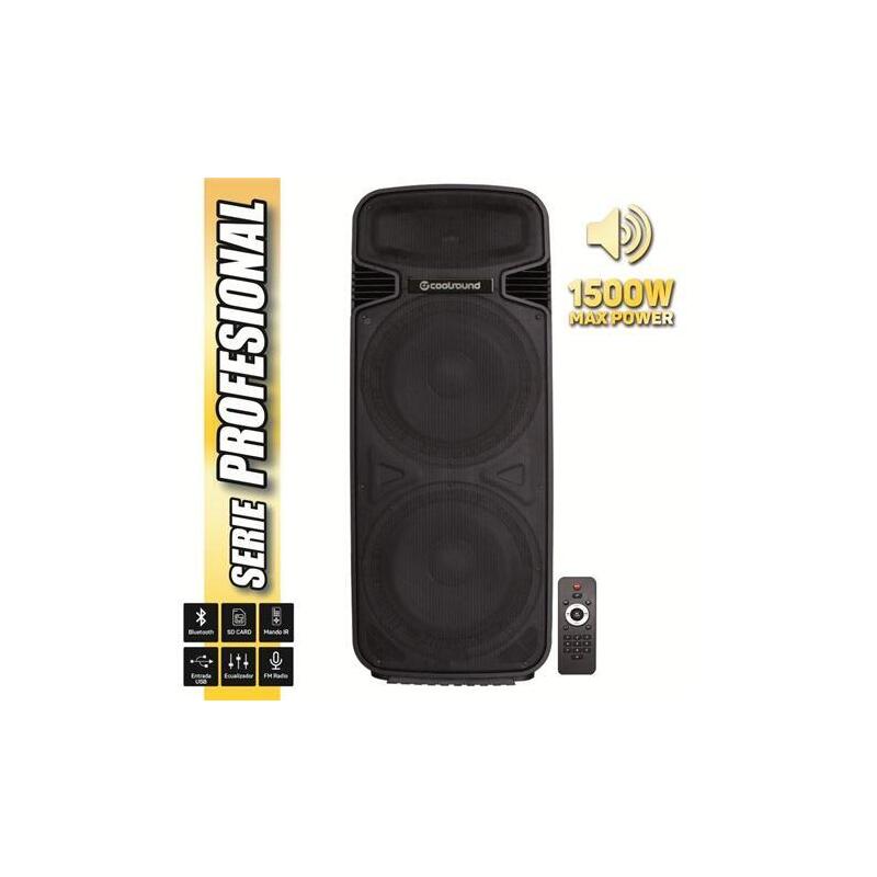 Coolsound Pro 500 Altavoz Autoamplificado Bluetooth 1500w 2x15" 450w Rms - Usb, Sd, Entrada Mic. Jack 6.3mm - Mando A Distancia