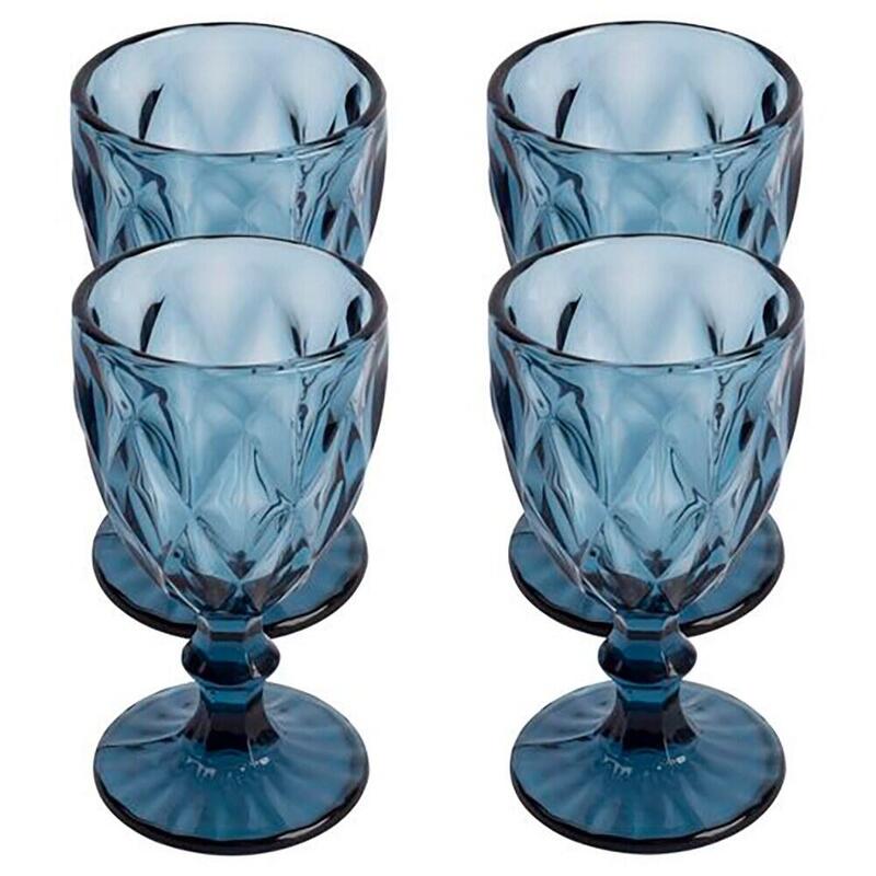 Copa De Cristal Con Relieve Modelo Aqua, 250 Ml, 4 Uds