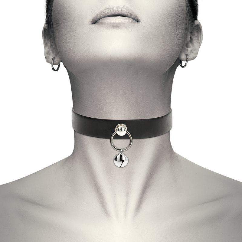 Coquette Chic Desire - Collar Cuero Vegano Accesorio Woman Cascabel/Aro