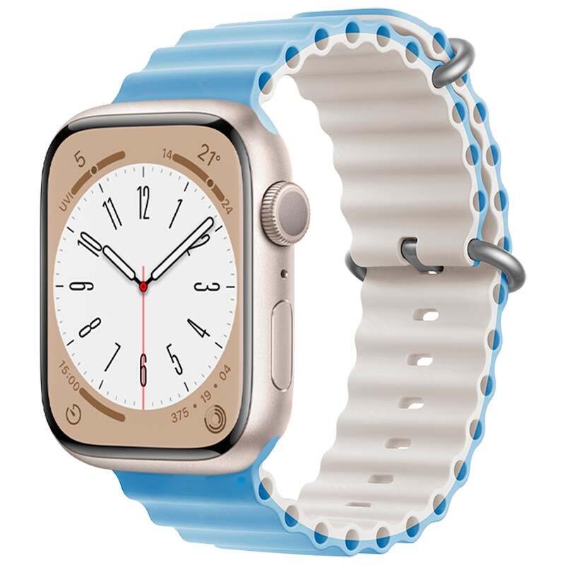 Correa Apple Watch 38/40/41mm Wave Azul Cielo+Blanco Estrella