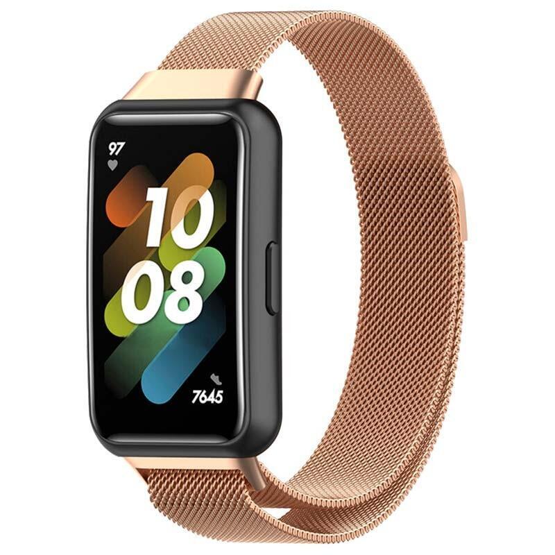 Correa Huawei Band 7 Milanesa Magnética Dorado Rosa