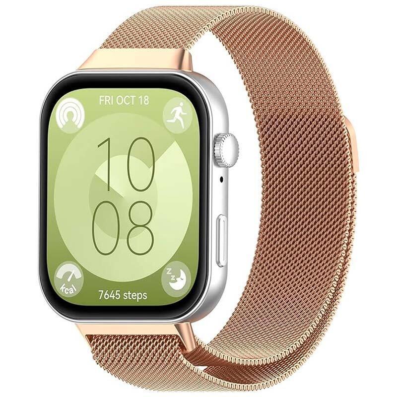 Correa Milanesa Magnética Huawei Watch Fit 3 Dorado Rosa