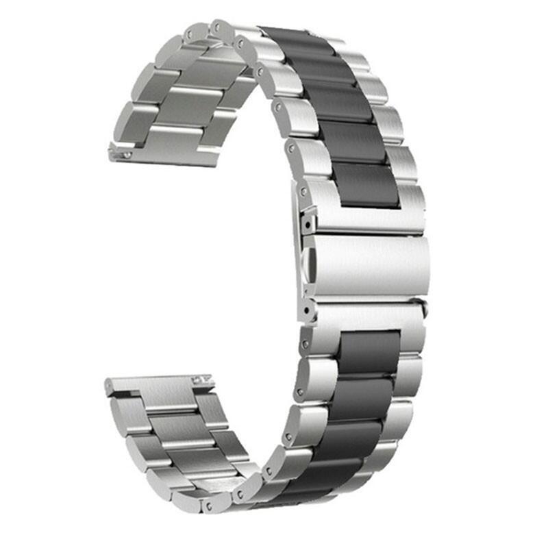 Correa Universal Metal Eslabones Dual 20mm Para Smartwatch Xiaomi/Amazfit/Samsung/Huawei/Realme/Ticwatch (Negro)
