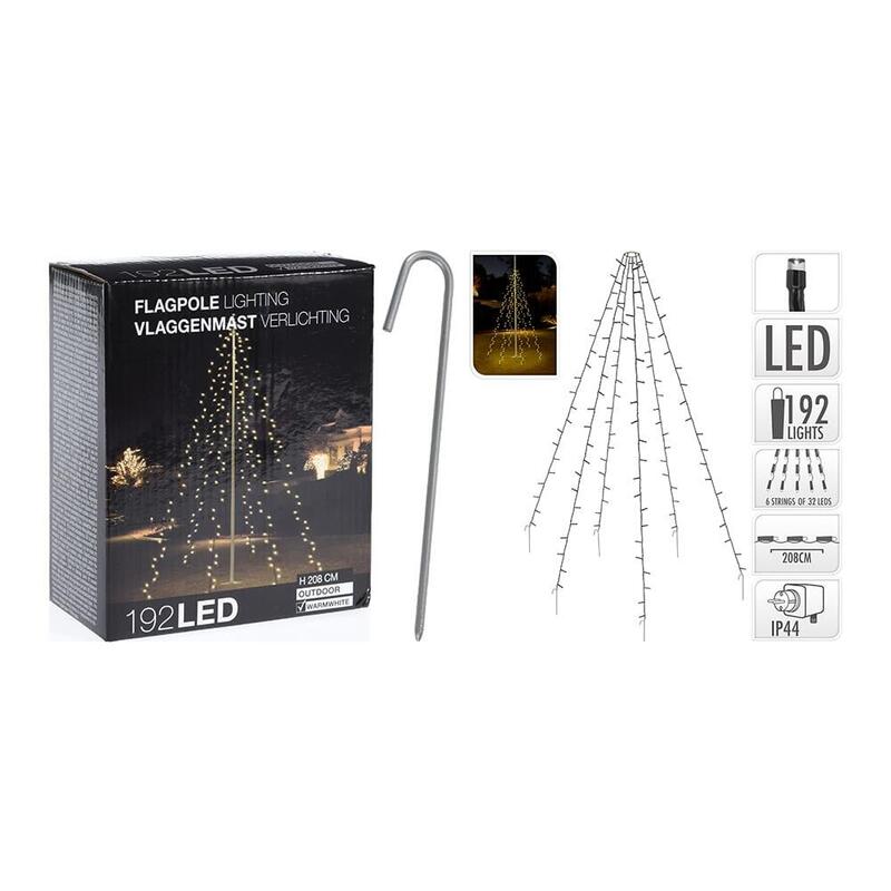 Cortina Exterior 192 Leds Blanco Calido Especial Para Arboles 2,08m (Alto)
